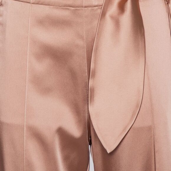 Jonathan Simkhai Salmon Pink Crepe Satin Wrap Crop Top & Wide Leg Track Pants - Picture 4 of 7